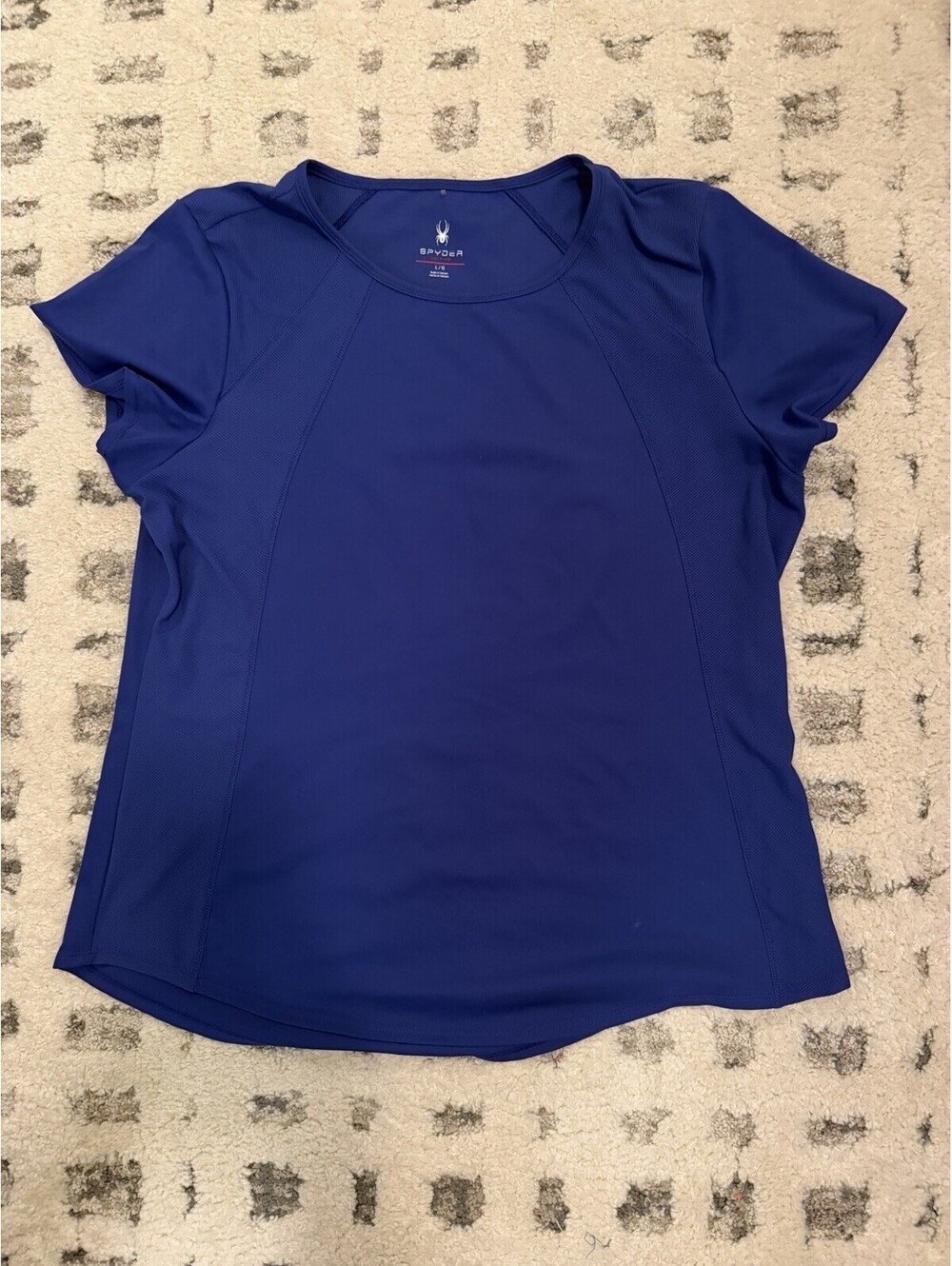 Spyder Active L/G Blue Solid Crew Neck Short Sleeve Athletic Stretch T-Shirt